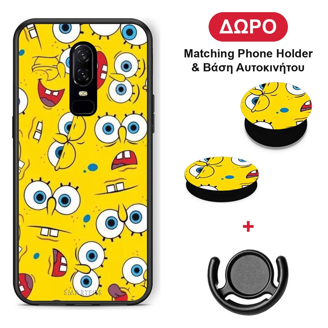PopArt Sponge - OnePlus 6 θήκη + Δώρο Phone Holder & Βάση Αυτοκινήτου