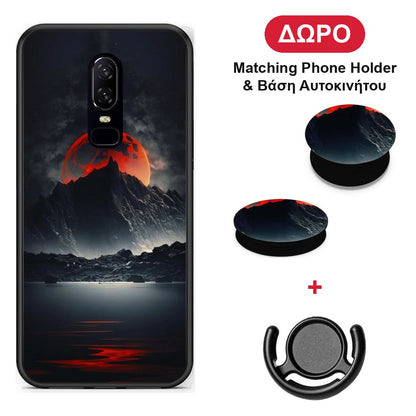 Red Full Moon - OnePlus 6 θήκη + Δώρο Phone Holder & Βάση Αυτοκινήτου