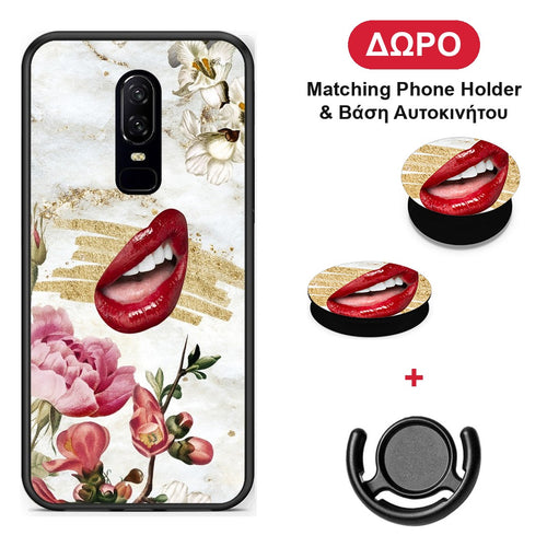 Red Lips - OnePlus 6 θήκη + Δώρο Phone Holder & Βάση Αυτοκινήτου