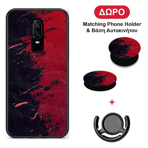 Red Paint - OnePlus 6 θήκη + Δώρο Phone Holder & Βάση Αυτοκινήτου