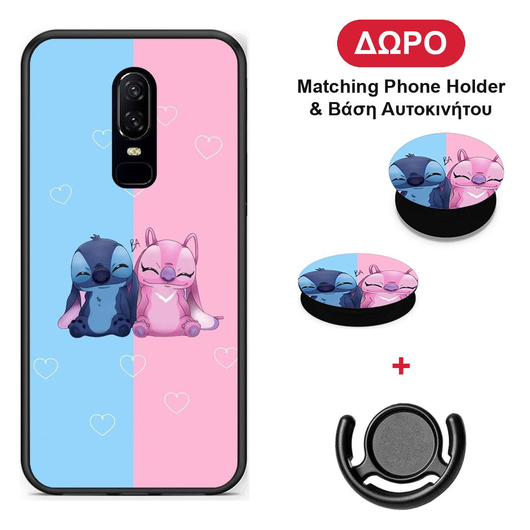 Stitch And Angel - OnePlus 6 θήκη + Δώρο Phone Holder & Βάση Αυτοκινήτου