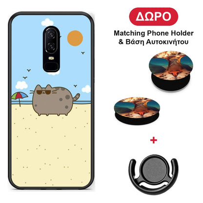 Summer Cat - OnePlus 6 θήκη + Δώρο Phone Holder & Βάση Αυτοκινήτου