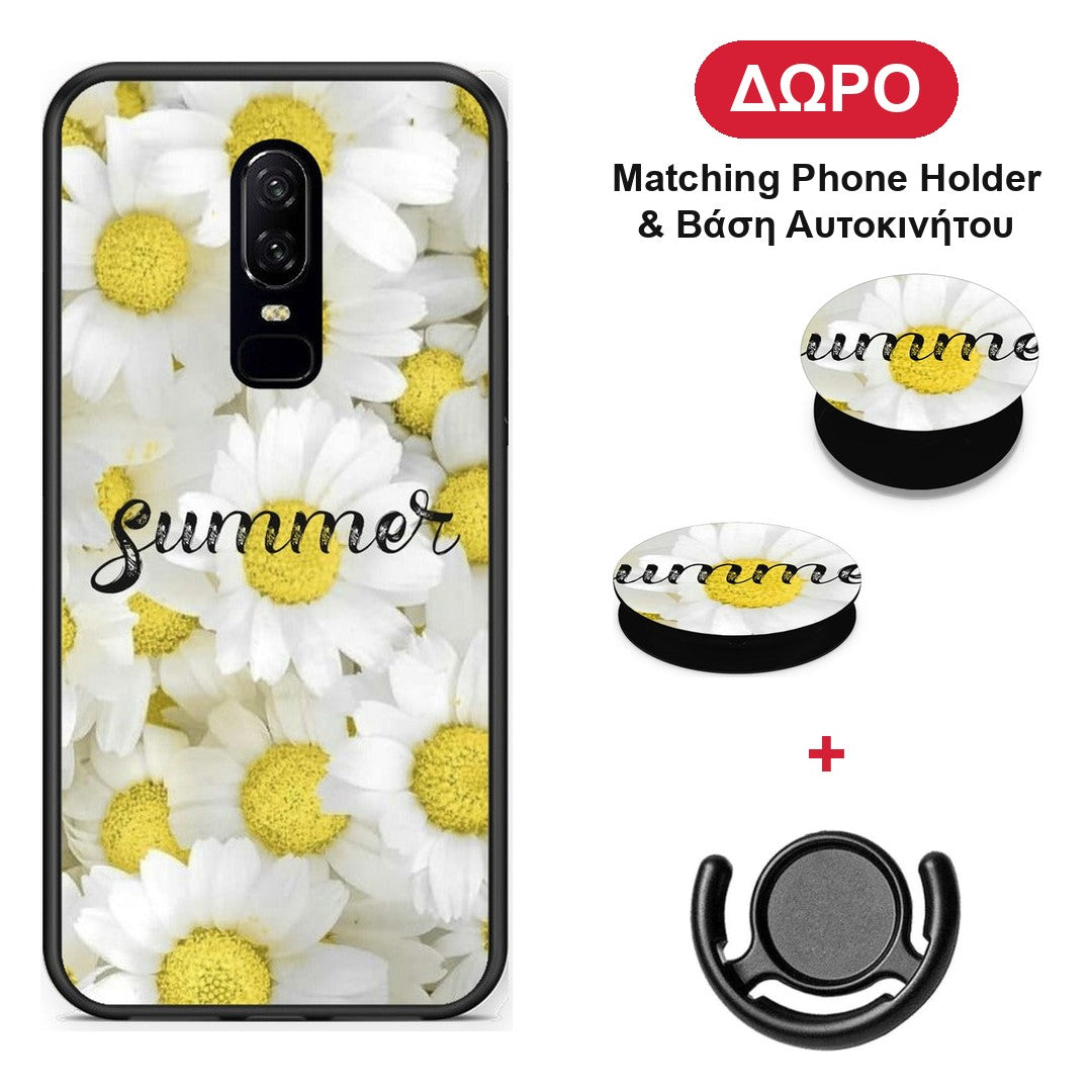 Summer Daisies - OnePlus 6 θήκη + Δώρο Phone Holder & Βάση Αυτοκινήτου