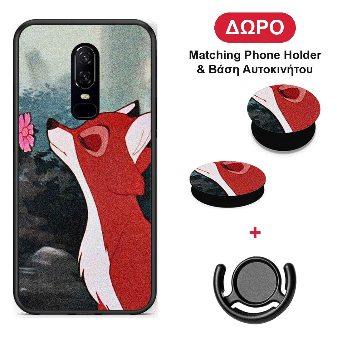 Tod And Vixey Love 2 - OnePlus 6 θήκη + Δώρο Phone Holder & Βάση Αυτοκινήτου