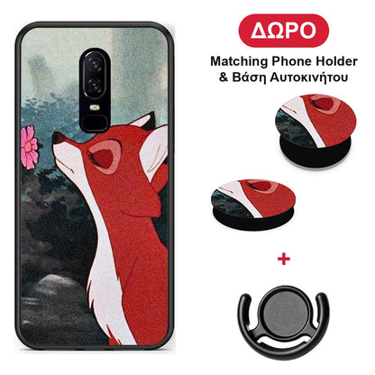 Tod And Vixey Love 2 - OnePlus 6 θήκη + Δώρο Phone Holder & Βάση Αυτοκινήτου