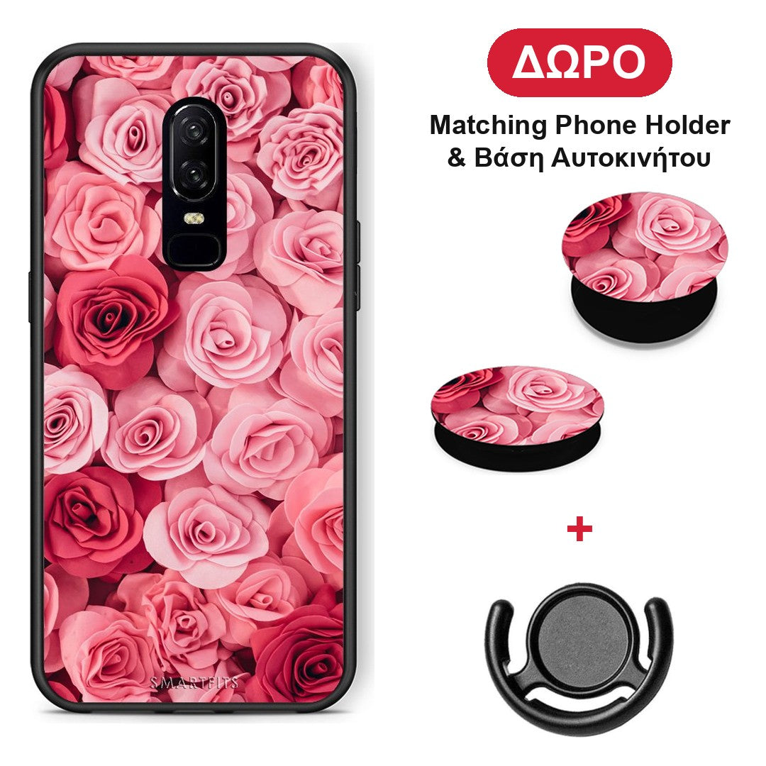 Valentine RoseGarden - OnePlus 6 θήκη + Δώρο Phone Holder & Βάση Αυτοκινήτου