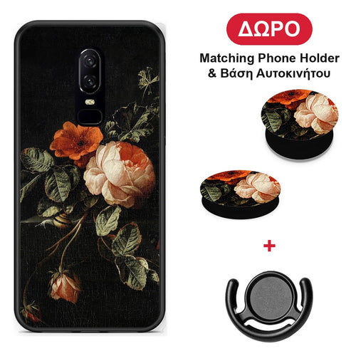 Vintage Roses - OnePlus 6 θήκη + Δώρο Phone Holder & Βάση Αυτοκινήτου