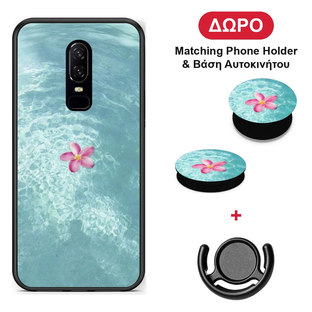 Water Flower - OnePlus 6 θήκη + Δώρο Phone Holder & Βάση Αυτοκινήτου