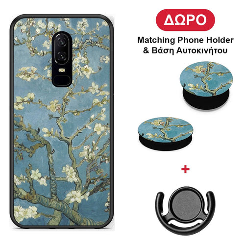 White Blossoms - OnePlus 6 θήκη + Δώρο Phone Holder & Βάση Αυτοκινήτου