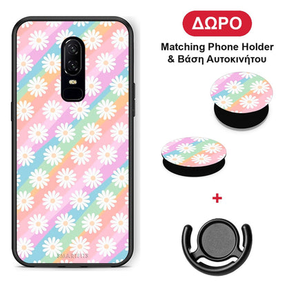 White Daisies - OnePlus 6 θήκη + Δώρο Phone Holder & Βάση Αυτοκινήτου