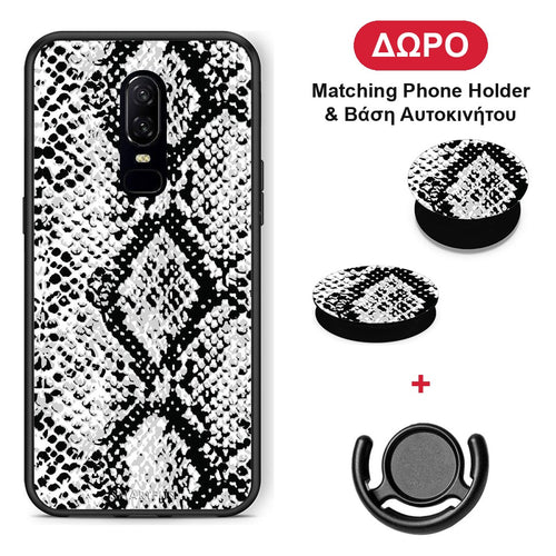 Animal White Snake - OnePlus 6 θήκη + Δώρο Phone Holder & Βάση Αυτοκινήτου