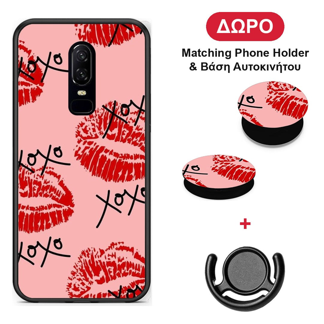 XOXO Lips - OnePlus 6 θήκη + Δώρο Phone Holder & Βάση Αυτοκινήτου