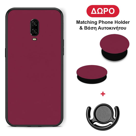 Burgundy - OnePlus 6T θήκη + Δώρο Phone Holder & Βάση Αυτοκινήτου