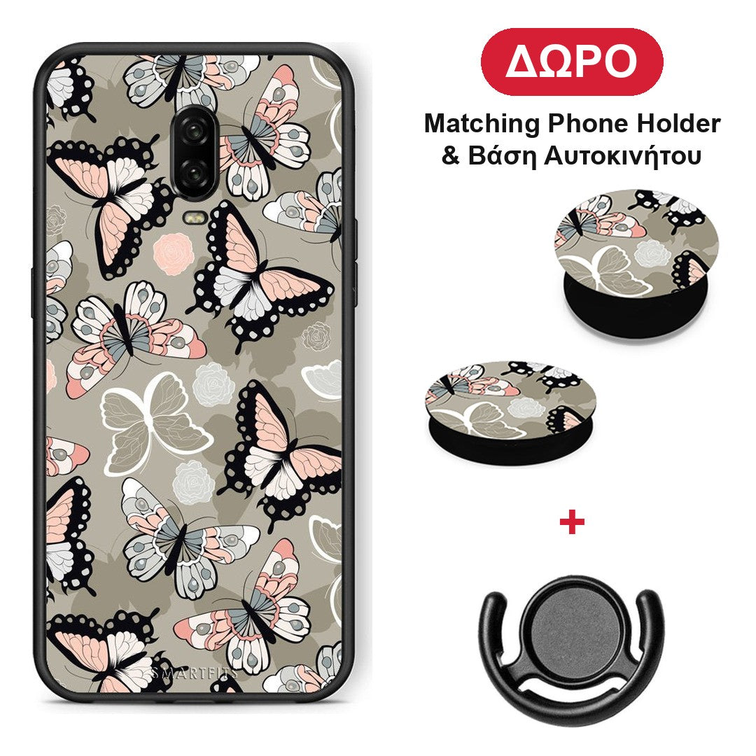 Boho Butterflies - OnePlus 6T θήκη + Δώρο Phone Holder & Βάση Αυτοκινήτου