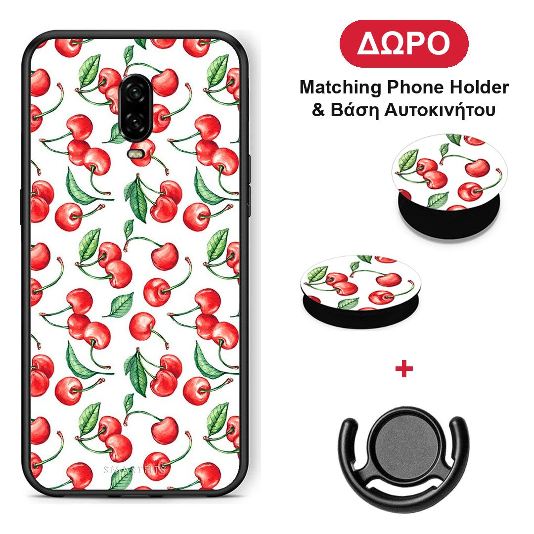 Cherry Summer - OnePlus 6T θήκη + Δώρο Phone Holder & Βάση Αυτοκινήτου