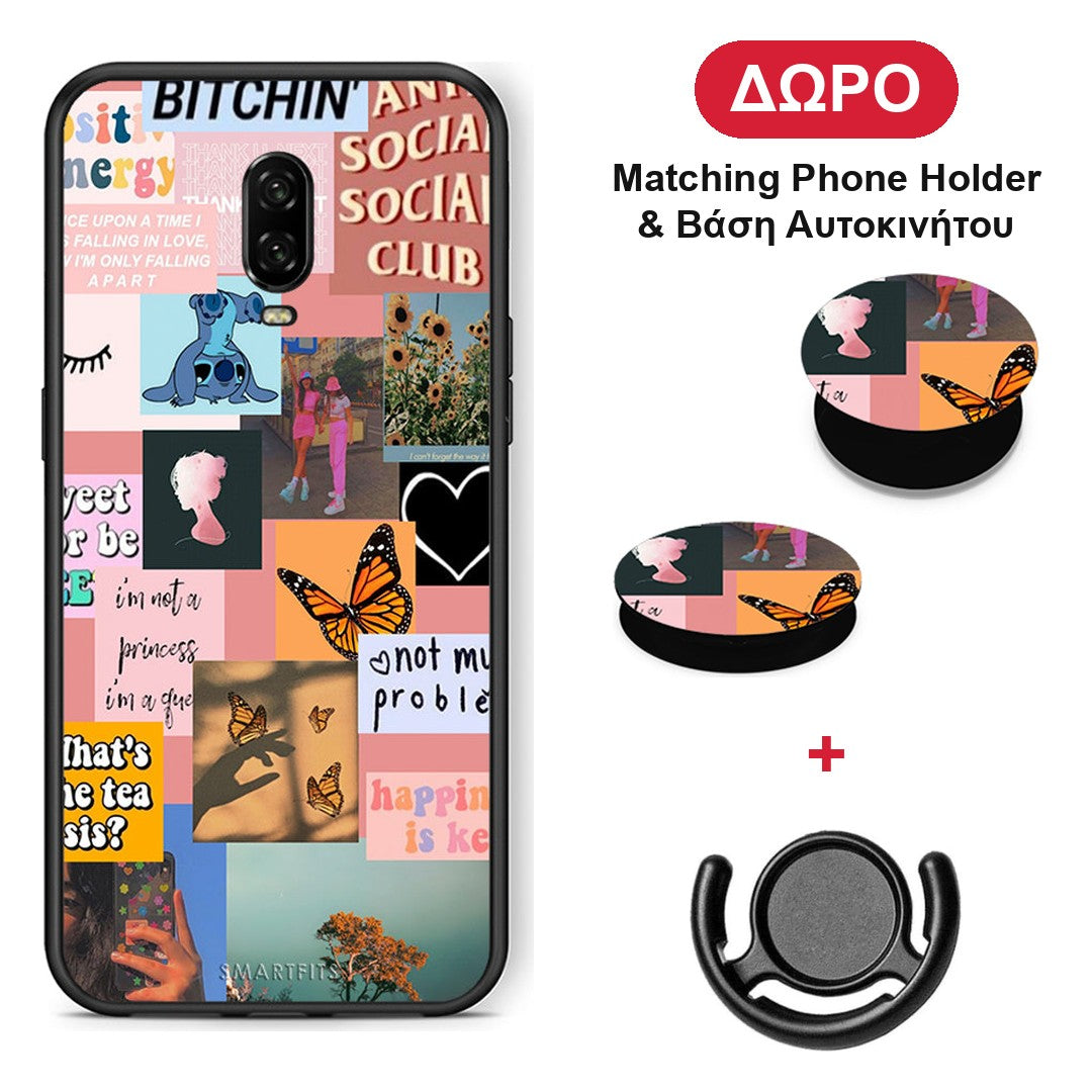 Collage Bitchin - OnePlus 6T θήκη + Δώρο Phone Holder & Βάση Αυτοκινήτου