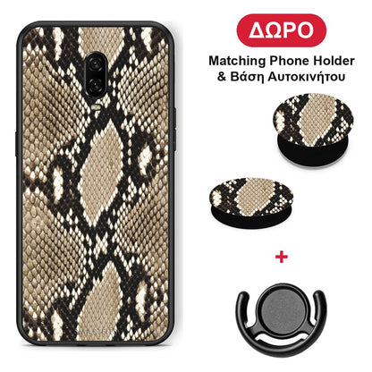Animal Fashion Snake - OnePlus 6T θήκη + Δώρο Phone Holder & Βάση Αυτοκινήτου