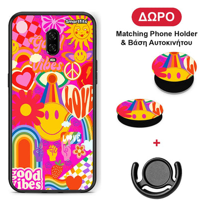 Hippie Love - OnePlus 6T θήκη + Δώρο Phone Holder & Βάση Αυτοκινήτου