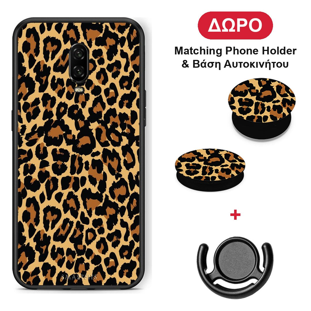 Animal Leopard - OnePlus 6T θήκη + Δώρο Phone Holder & Βάση Αυτοκινήτου