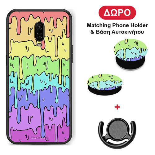 Melting Rainbow - OnePlus 6T θήκη + Δώρο Phone Holder & Βάση Αυτοκινήτου