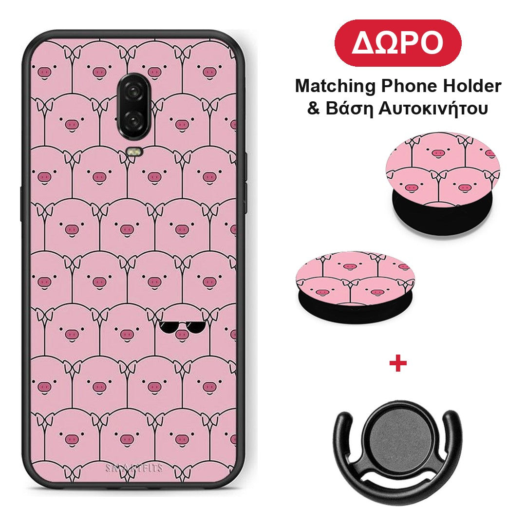 Pig Glasses - OnePlus 6T θήκη + Δώρο Phone Holder & Βάση Αυτοκινήτου