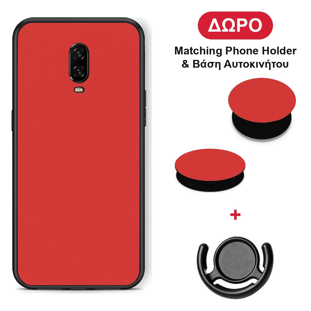 Poppy Red - OnePlus 6T θήκη + Δώρο Phone Holder & Βάση Αυτοκινήτου