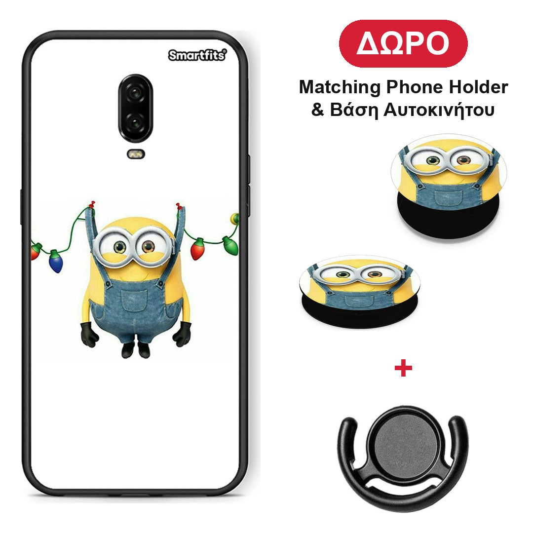 Xmas Minion Lights - OnePlus 6T θήκη + Δώρο Phone Holder & Βάση Αυτοκινήτου