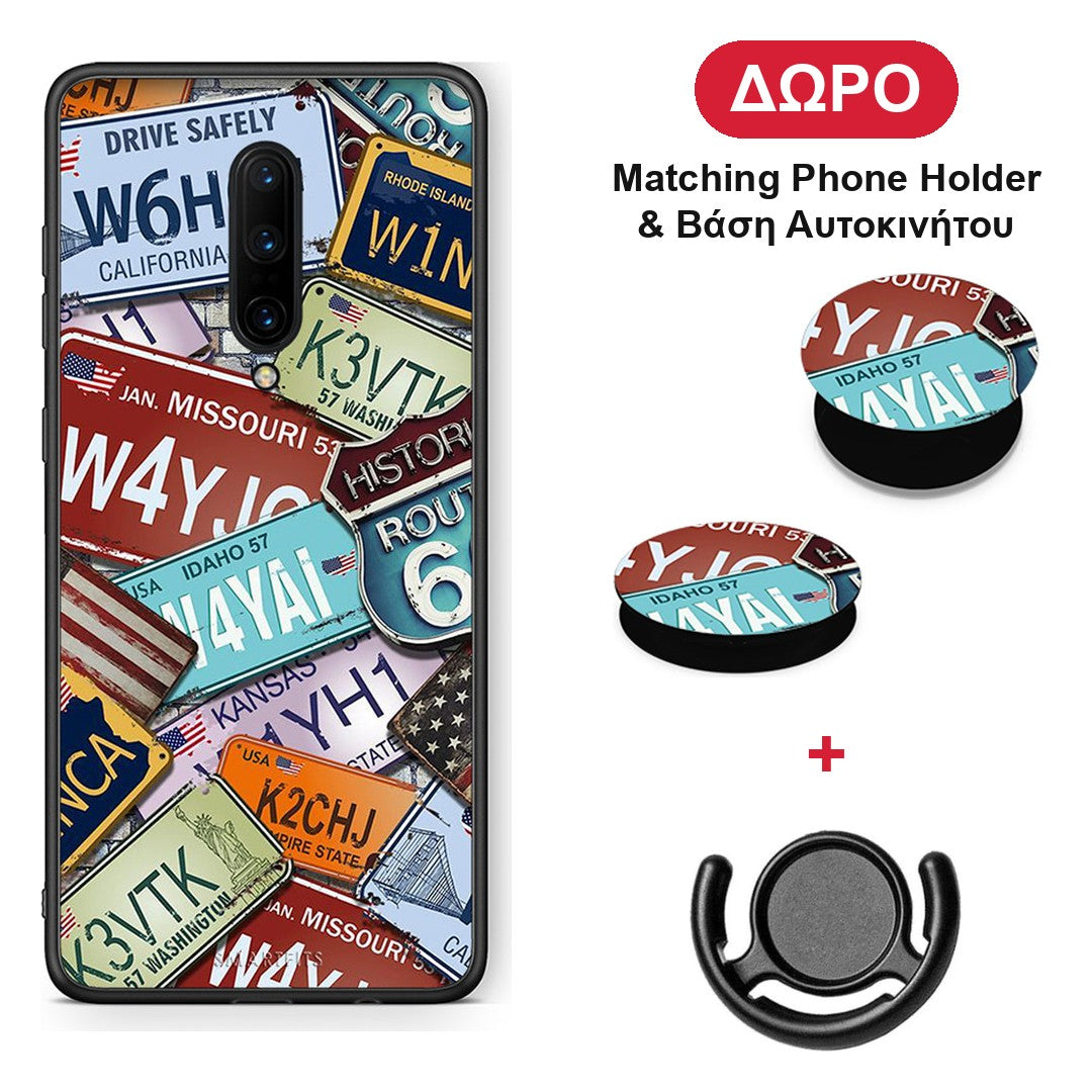 Car Plates - OnePlus 7 Pro θήκη + Δώρο Phone Holder & Βάση Αυτοκινήτου