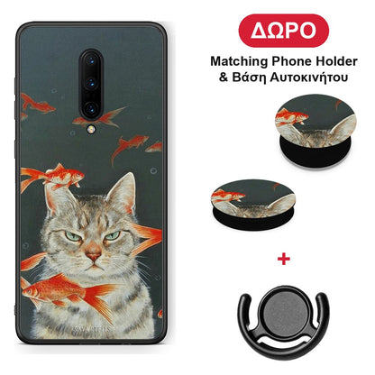 Cat Goldfish - OnePlus 7 Pro θήκη + Δώρο Phone Holder & Βάση Αυτοκινήτου