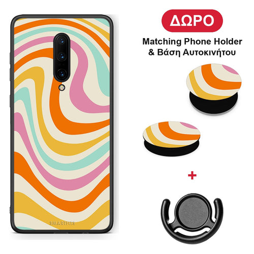 Colourful Waves - OnePlus 7 Pro θήκη + Δώρο Phone Holder & Βάση Αυτοκινήτου