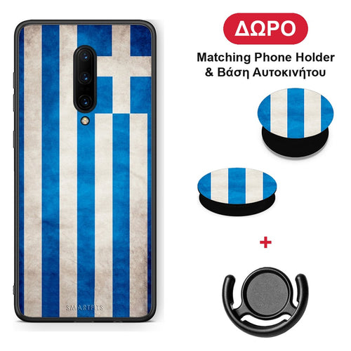 Flag Greek - OnePlus 7 Pro θήκη + Δώρο Phone Holder & Βάση Αυτοκινήτου