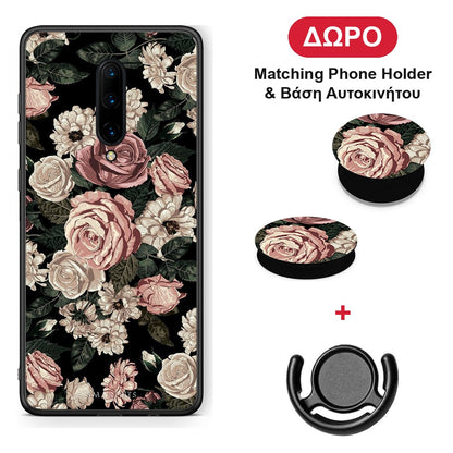 Flower Wild Roses - OnePlus 7 Pro θήκη + Δώρο Phone Holder & Βάση Αυτοκινήτου