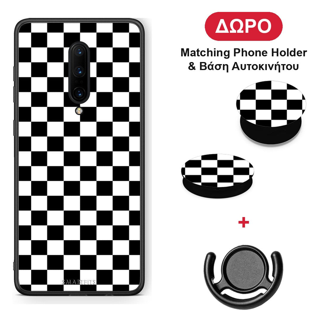 Geometric Squares - OnePlus 7 Pro θήκη + Δώρο Phone Holder & Βάση Αυτοκινήτου