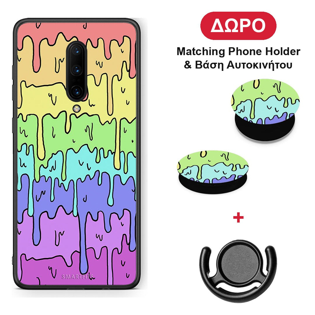 Melting Rainbow - OnePlus 7 Pro θήκη + Δώρο Phone Holder & Βάση Αυτοκινήτου