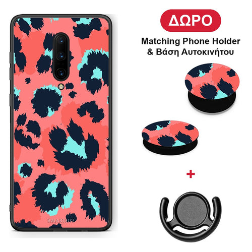 Animal Pink Leopard - OnePlus 7 Pro θήκη + Δώρο Phone Holder & Βάση Αυτοκινήτου