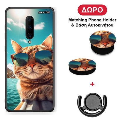 Summer Cat - OnePlus 7 Pro θήκη + Δώρο Phone Holder & Βάση Αυτοκινήτου