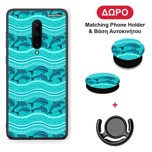 Swimming Dolphins - OnePlus 7 Pro θήκη + Δώρο Phone Holder & Βάση Αυτοκινήτου
