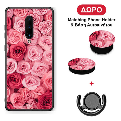 Valentine RoseGarden - OnePlus 7 Pro θήκη + Δώρο Phone Holder & Βάση Αυτοκινήτου