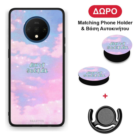 Anti Social - OnePlus 7T θήκη + Δώρο Phone Holder & Βάση Αυτοκινήτου