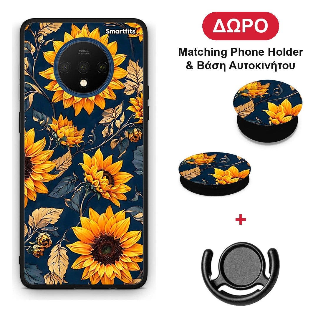 Autumn Sunflowers - OnePlus 7T θήκη + Δώρο Phone Holder & Βάση Αυτοκινήτου
