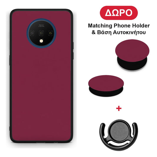Burgundy - OnePlus 7T θήκη + Δώρο Phone Holder & Βάση Αυτοκινήτου