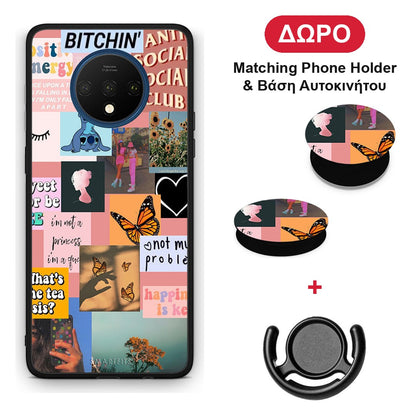 Collage Bitchin - OnePlus 7T θήκη + Δώρο Phone Holder & Βάση Αυτοκινήτου