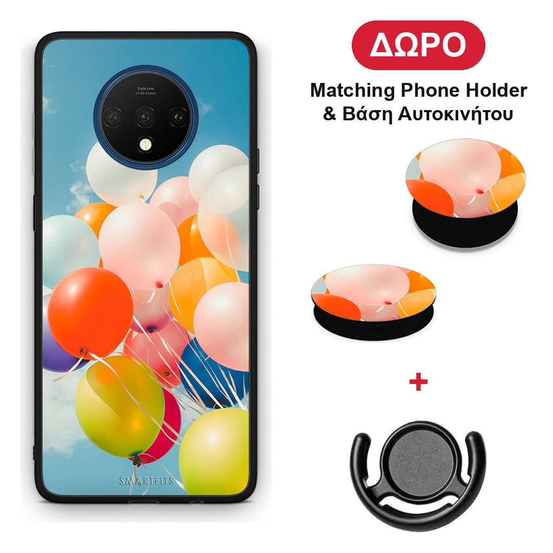 Colorful Balloons - OnePlus 7T θήκη + Δώρο Phone Holder & Βάση Αυτοκινήτου