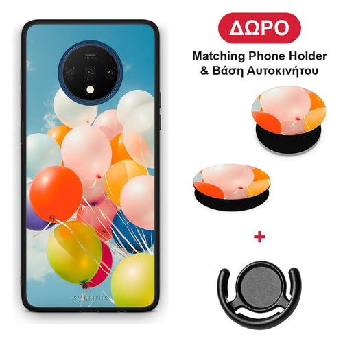 Colorful Balloons - OnePlus 7T θήκη + Δώρο Phone Holder & Βάση Αυτοκινήτου