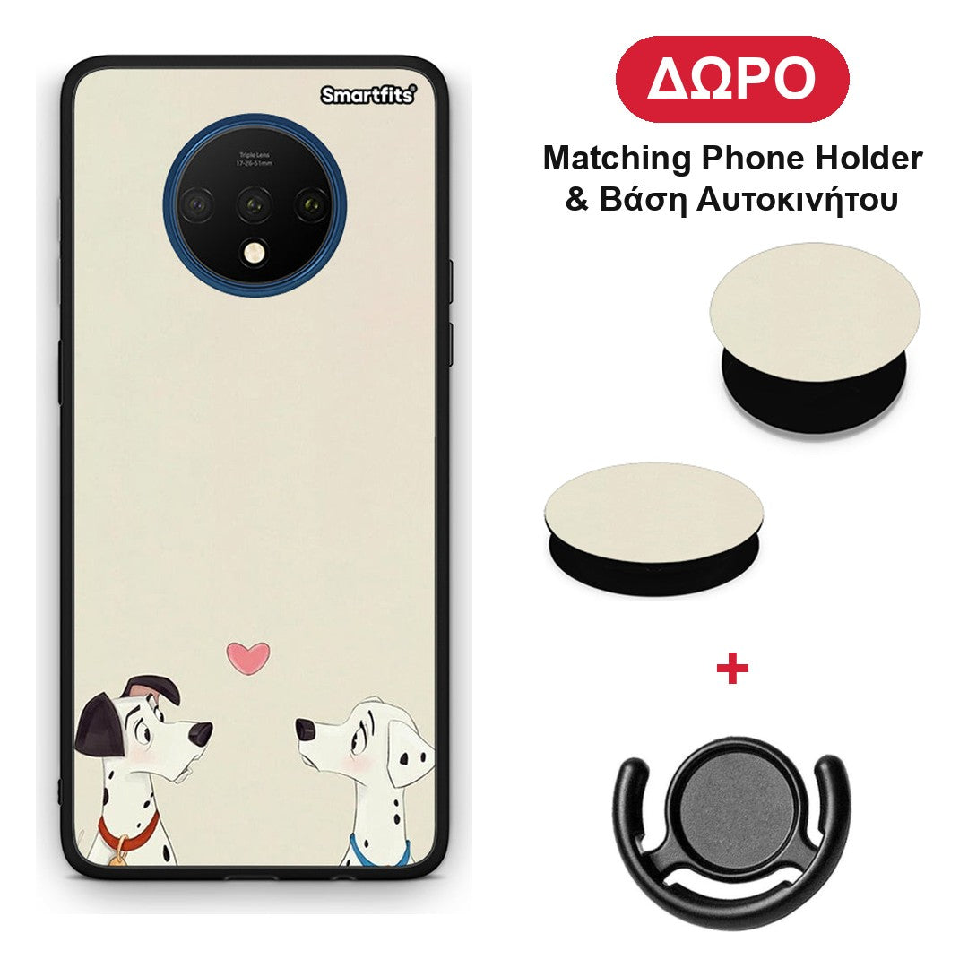 Dalmatians Love - OnePlus 7T θήκη + Δώρο Phone Holder & Βάση Αυτοκινήτου