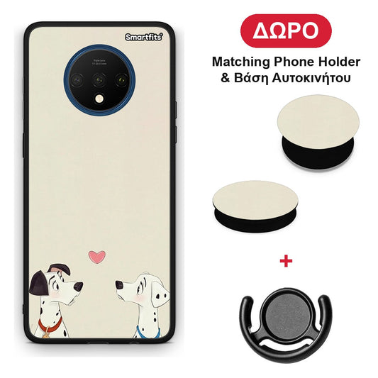 Dalmatians Love - OnePlus 7T θήκη + Δώρο Phone Holder & Βάση Αυτοκινήτου