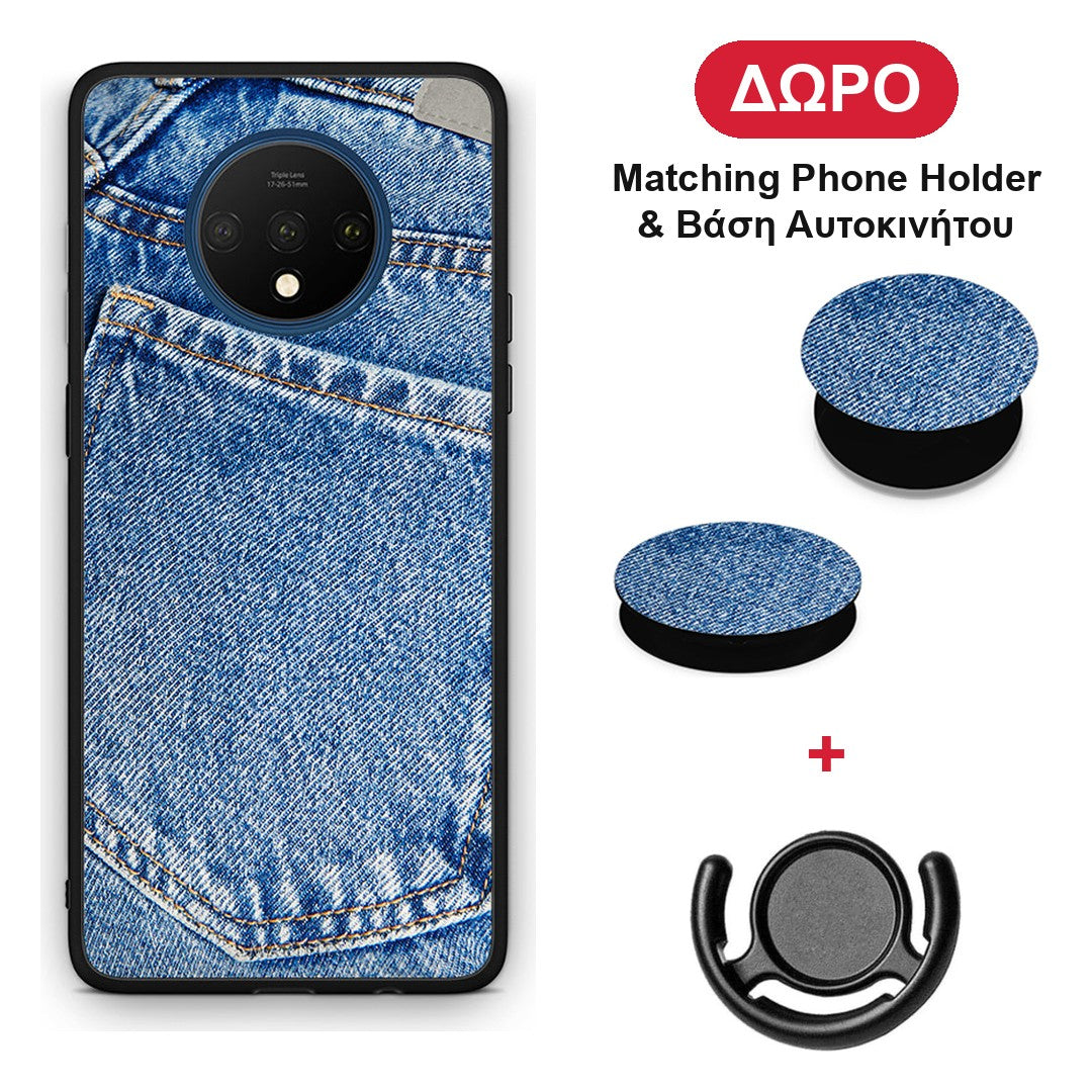 Jeans Pocket - OnePlus 7T θήκη + Δώρο Phone Holder & Βάση Αυτοκινήτου