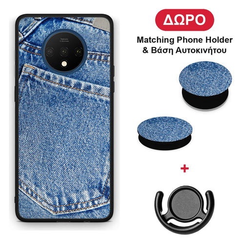 Jeans Pocket - OnePlus 7T θήκη + Δώρο Phone Holder & Βάση Αυτοκινήτου