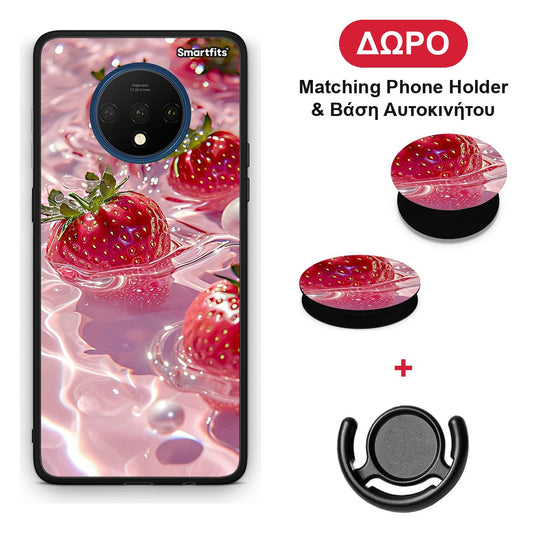 Juicy Strawberries - OnePlus 7T θήκη + Δώρο Phone Holder & Βάση Αυτοκινήτου