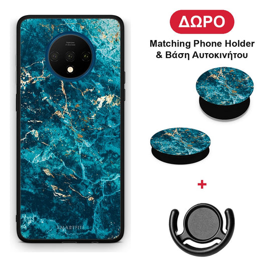 Marble Blue - OnePlus 7T θήκη + Δώρο Phone Holder & Βάση Αυτοκινήτου